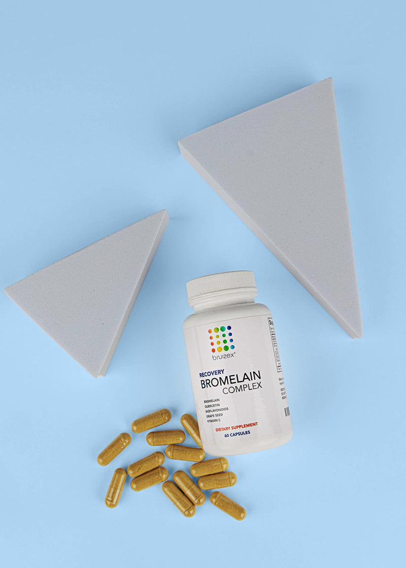 Bruizex Bromelain & Quercetin Recovery Complex - Post Surgery Recovery Bruising, Swelling Relief, Lymphatic Drainage - Post 360 lipo, BBL, Liposuction, Tummy Tuck - Non GMO - 60 Capsules