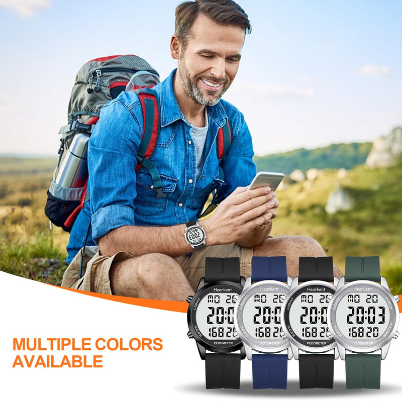 Pedometer Watch for Walking for Senior No App Required with Steps Calories Counter and LCD Large Numbers Black - BeesActive Australia