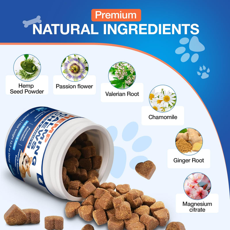 Неmр Calming Chews for Dogs - Advanced Dog Calming Chews - Anxiеty Rеlief Treats Help with Composure, Separation, Barking, Thunderstorms, 0305