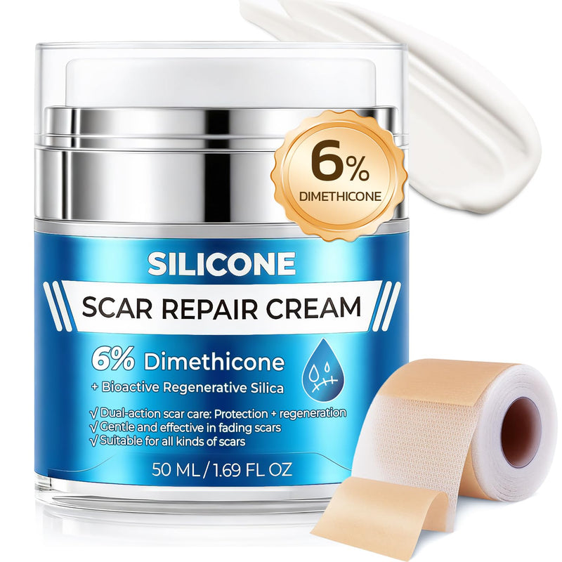 Scar Cream Advanced Silicone Cream for Scars Care Set, Scar Removal Cream for Keloid, Acne, Burns & Stretch Marks, Old and New Scars Soothing Softening, with Scar Tape, 1.69 fl.oz + 1.5m 1.69 Ounce (Pack of 1) - BeesActive Australia