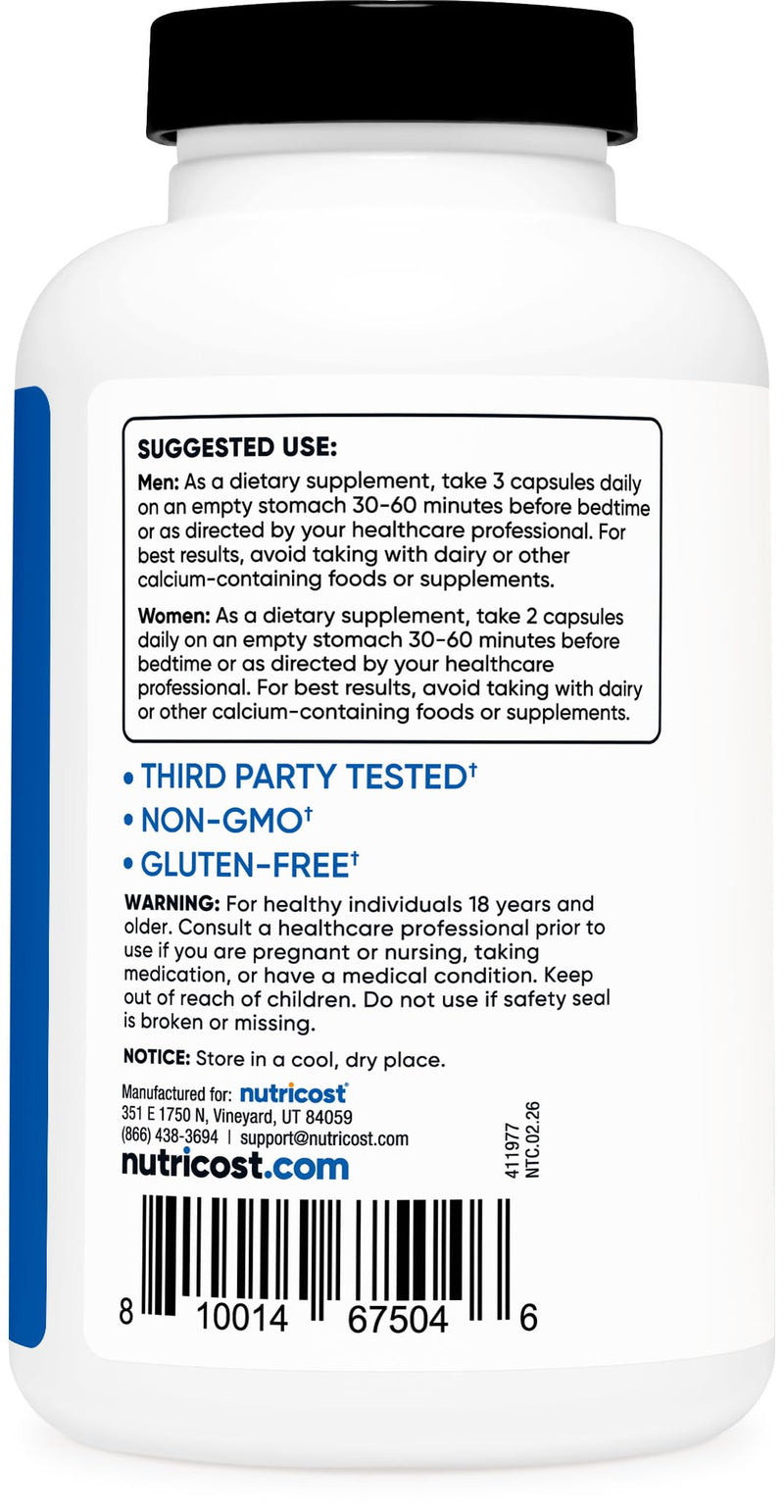 Nutricost ZMA 180 Capsules - Non-GMO and Gluten Free ZMA Supplement 180 Count (Pack of 1)