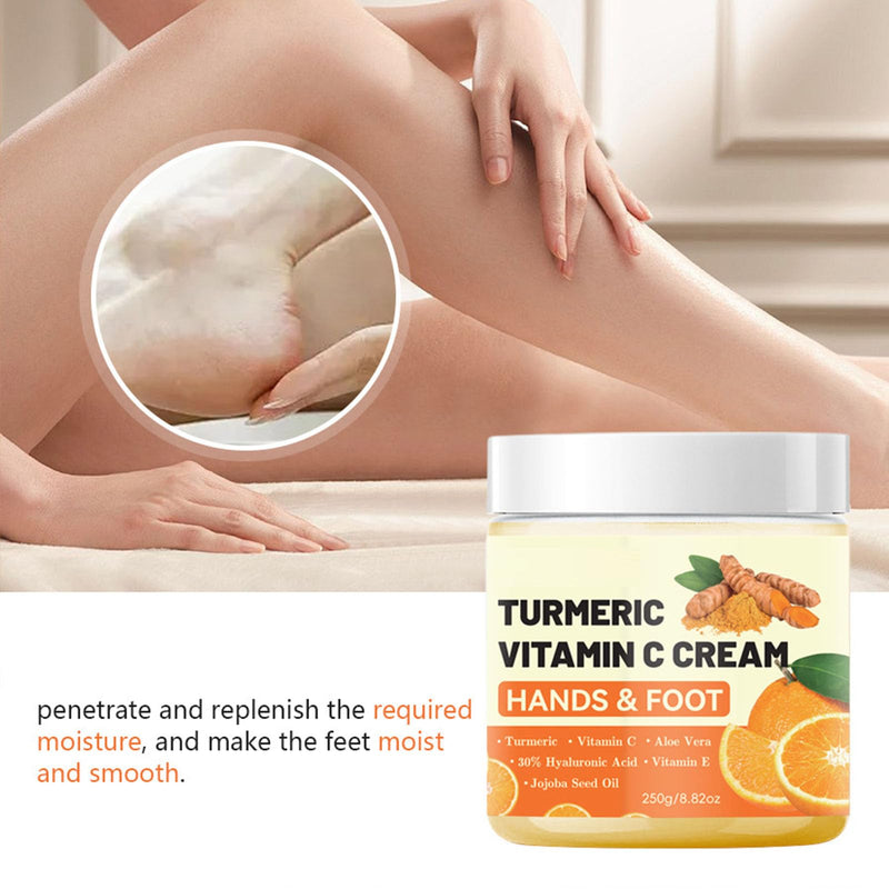 Turmeric & Vitamin C Hand Foot Cream with 30% Hyaluronic Acid - Anti Cracking Foot Cream Intense Moisturizing Vitamin C Lotion Softens and Nourishes Dry, Cracked Heels & Hands- 8.82 Oz - BeesActive Australia