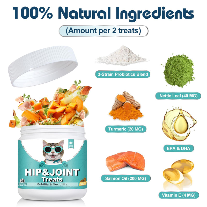Bailey & Buddies Hip and Joint Supplement for Cats, 90 Soft Chews with Glucosamine, Chondroitin, MSM and Green-Lipped Mussel, Joint Support for Senior Cats and All Breeds - Salmon Flavor