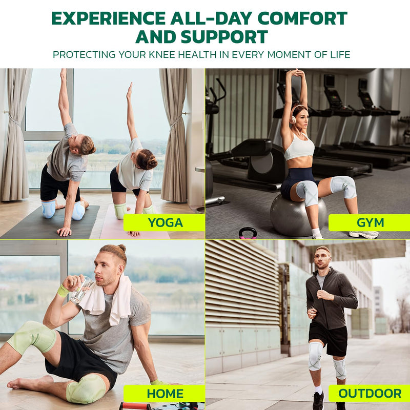 Compression Knee Brace for Women & Men, 2 Pack AOCELL Knee Sleeve Support for Knee Joint Pain Relief, ACL, Meniscus Tear, Arthritis - Breathable for Workout, Running, Gym, Sports, Fitness M Medium Sage