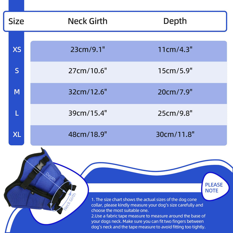 LiebeDD Dog Collar, Soft Dog Collar, Leak Protection, Dog Castration Neck Brace for Dogs, Breathable Protective Collar, Funnel Dog After Surgery, Adjustable Dog Collar, Blue M - BeesActive Australia