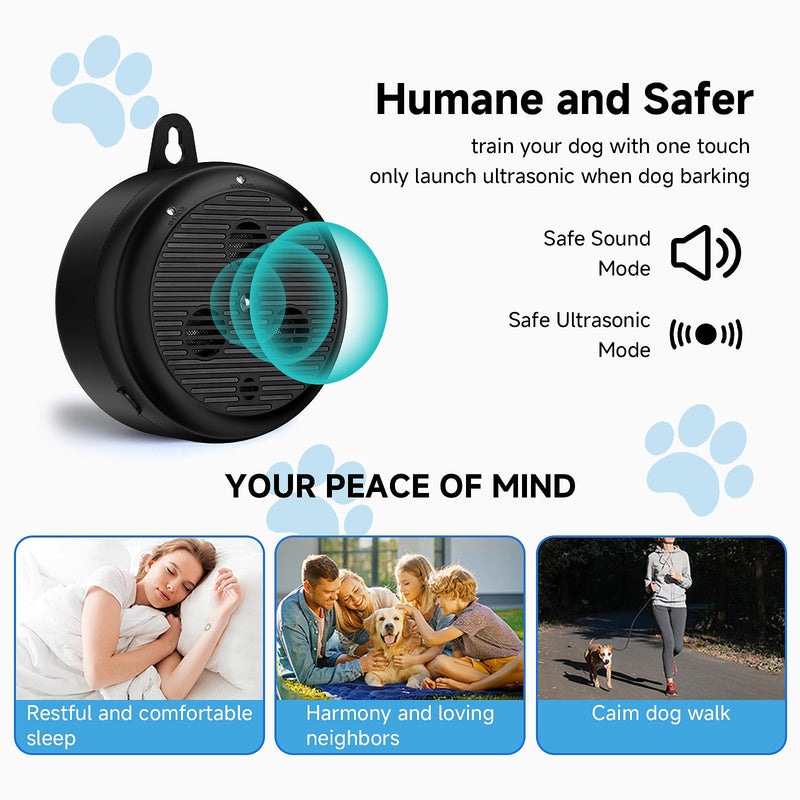 35ft ultrasonic Dog bark Box Anti Barking Device for Dogs Bark Deterrent Devices with 3 Modes （Black+Grey）