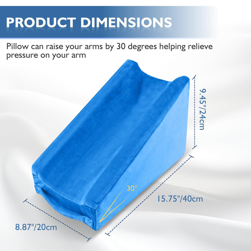 Arm Elevation Pillow, Arm Wedge Elevation Pillow Excellent, Ergonomic Elbow Support Pillow for Sleeping Arm Pads Elbow Pillow with Removable Pillow Case-Blue