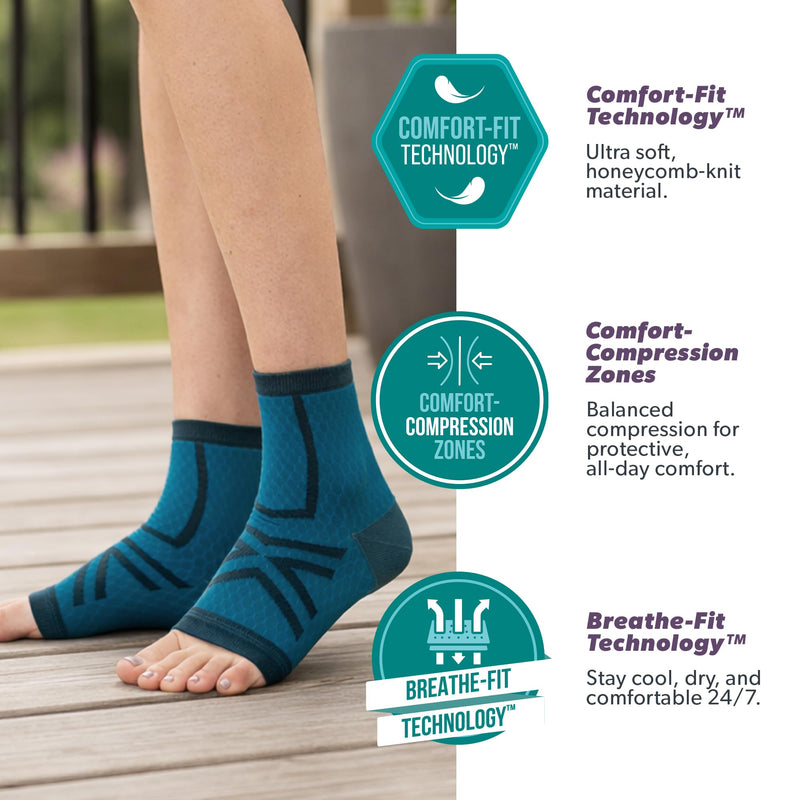BraceAbility Athletic Ankle Compression Socks for Men or Women - Toeless Running Ankle Brace Support Sleeves for Sports, Workout, Plantar Fasciitis, Achilles Tendonitis, Foot Pain Relief (XS - Black) X-Small