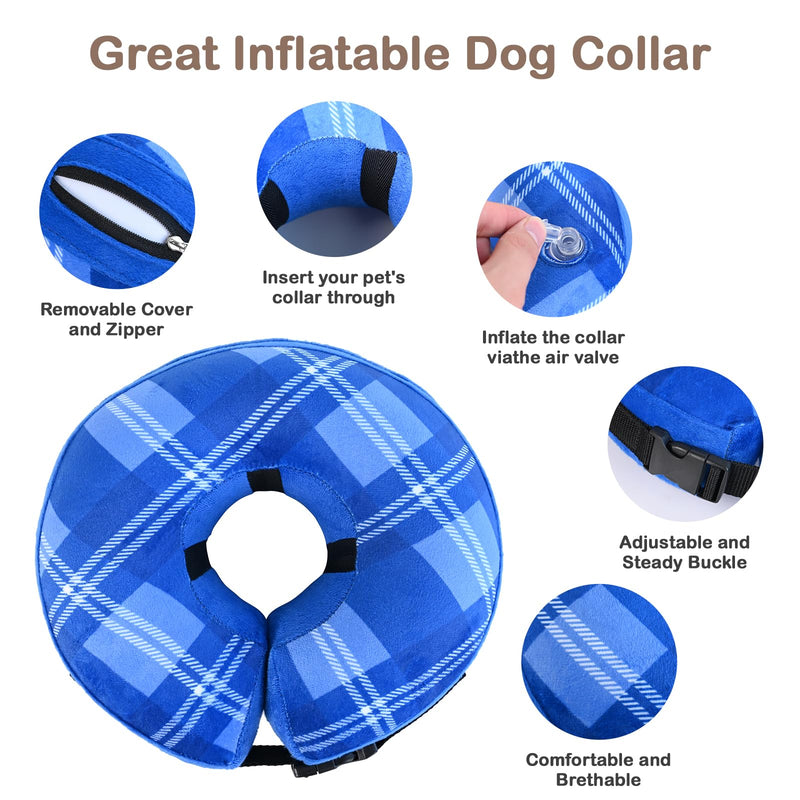Lyneun Inflatable Neck Brace for Dogs Cats, Adjustable Neck Brace Dog, Soft Dog Collar Leak Protection, Leak Protection Dog for Dogs and Cats Blue S - BeesActive Australia