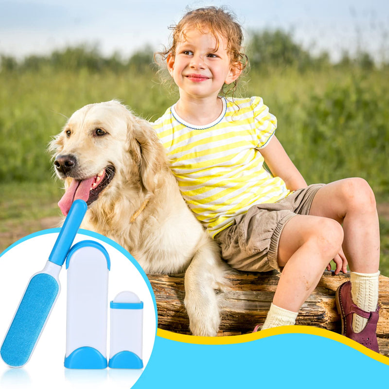 Nobleza lint brush animal hair, reusable lint roller, pet hair remover with extremely easy cleaning, self-cleaning pet hair remover for removing cat hair and dog hair Blue-1 - BeesActive Australia