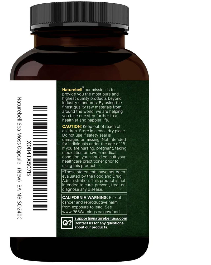 NatureBell 3-in-1 Sea Moss, 240 Vegetarian Capsules