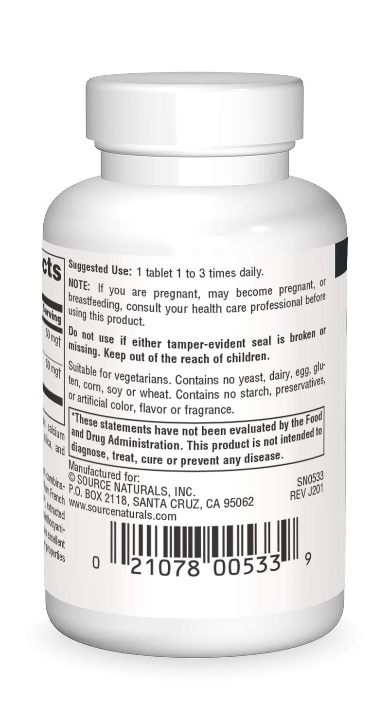 Source Naturals Pycnogenol & Grape Seed Extract 100 mg Dietary Supplement - 60 Tablets 60 Count (Pack of 1)