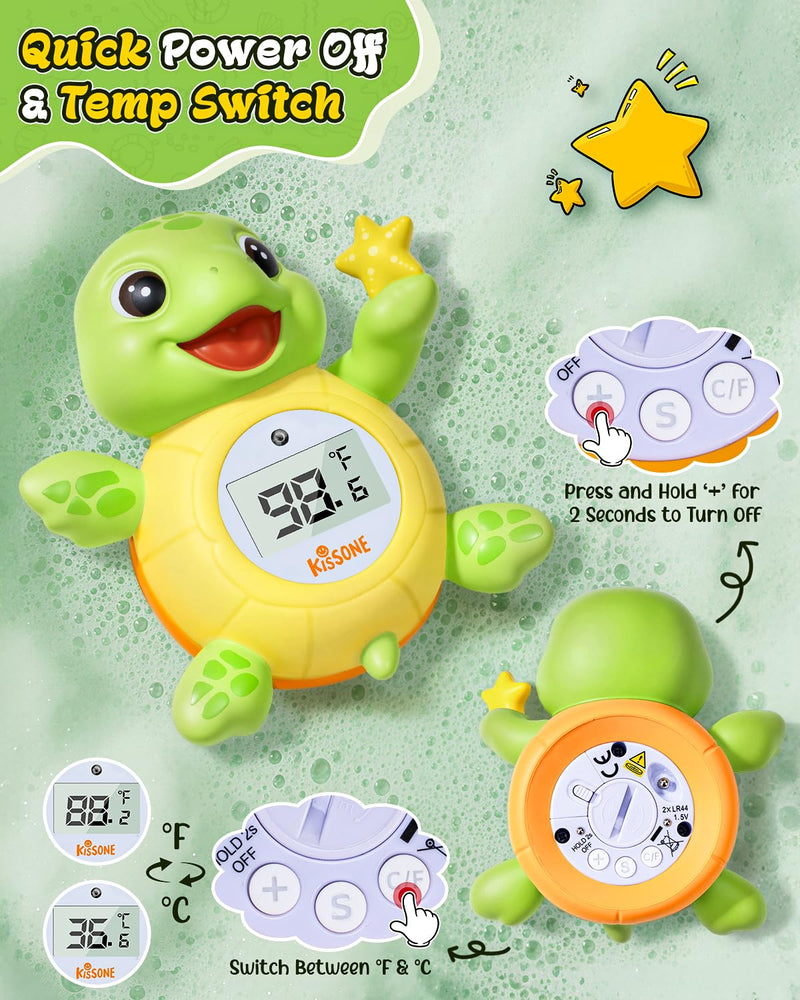 Baby Bath Thermometer, Digital Water Temperature Monitor for Newborns & Toddlers, Accurate Temperature Readings, BPA-Free, °F/°C, Floating Turtle Toy with Bath Water Safety