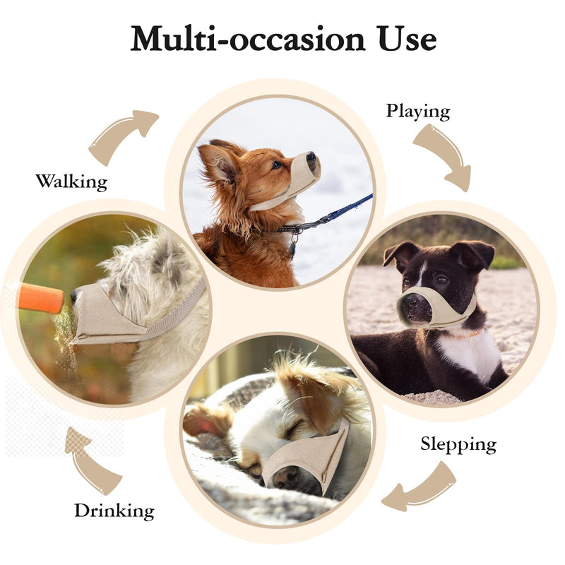 HYHIOTS Dog Muzzle for Small Medium Dogs, Poison Bait Protection Prevents Eating Barking for Chihuahua, Shih Tzu Bulldog, Pitbull (Khaki, XS) khaki - BeesActive Australia