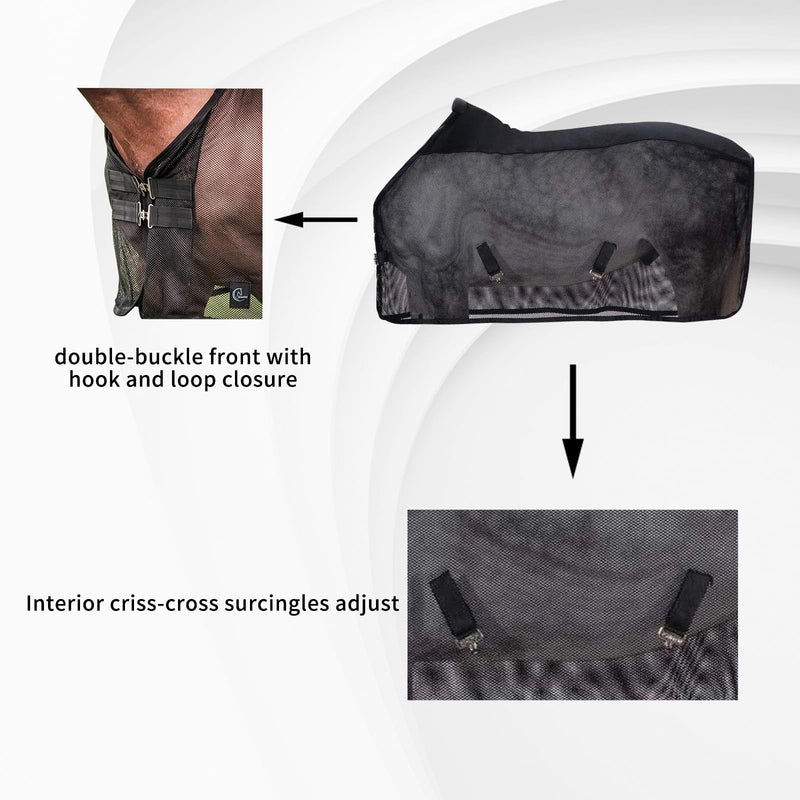 Horse Fly Sheet Breathable, Micro Mosquito Mesh with Adjustable Straps, Lightweight Nylon Equine Sheet, Prevent Fly Bites (70”-72”)