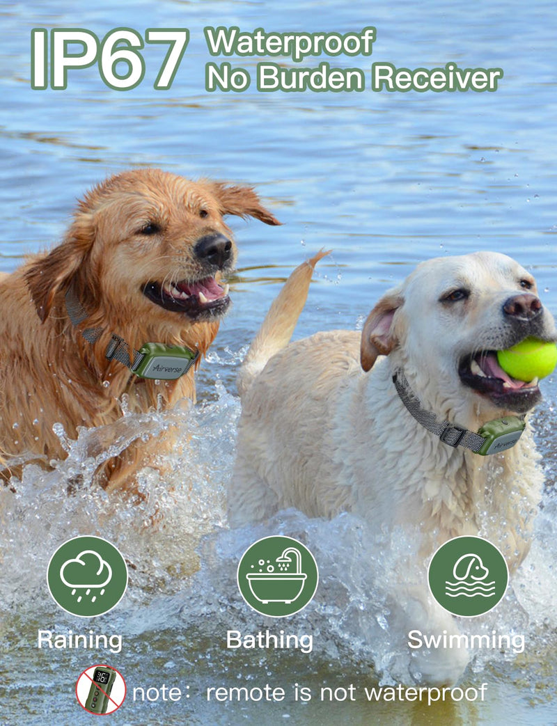Dog Shock Collar 2 Dogs - 3300FT IP67 Waterproof Dog Training Collar with Remote, 3 Modes Electric Dog Bark Collar for All Breeds, Beep/Vibration/Humane Shock (1-16 Levels) Avocado Green 2-Pack - BeesActive Australia