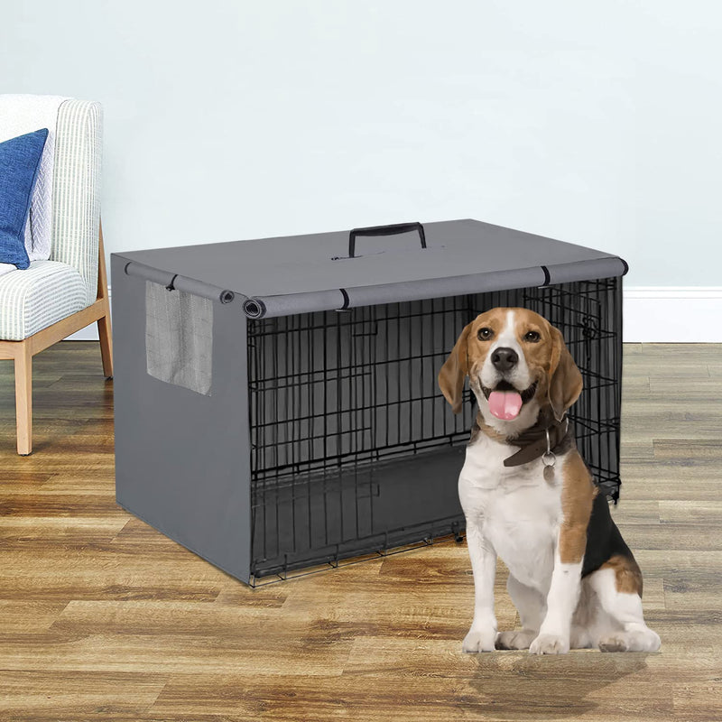 48Inch Wire Dog Crate Cover,Durable Windproof Privacy Polyester Pet Kennel Covers,Breathable Blackout Cover for 1/2/3 Door Dog Cage. (48" L x 30" W x 33" H,Grey) 48" L x 30" W x 33" H Grey - BeesActive Australia