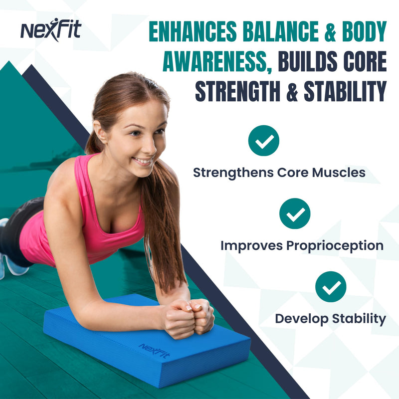 High-Density Balance Pad - Durable TPE Foam Balance Pad Physical Therapy, Foam Exercise Pad with Non-Slip Surface, Lightweight for Home & Gym Workouts, Core Strength & Balance Enhancement Blue Large(15.5" x 12.5")