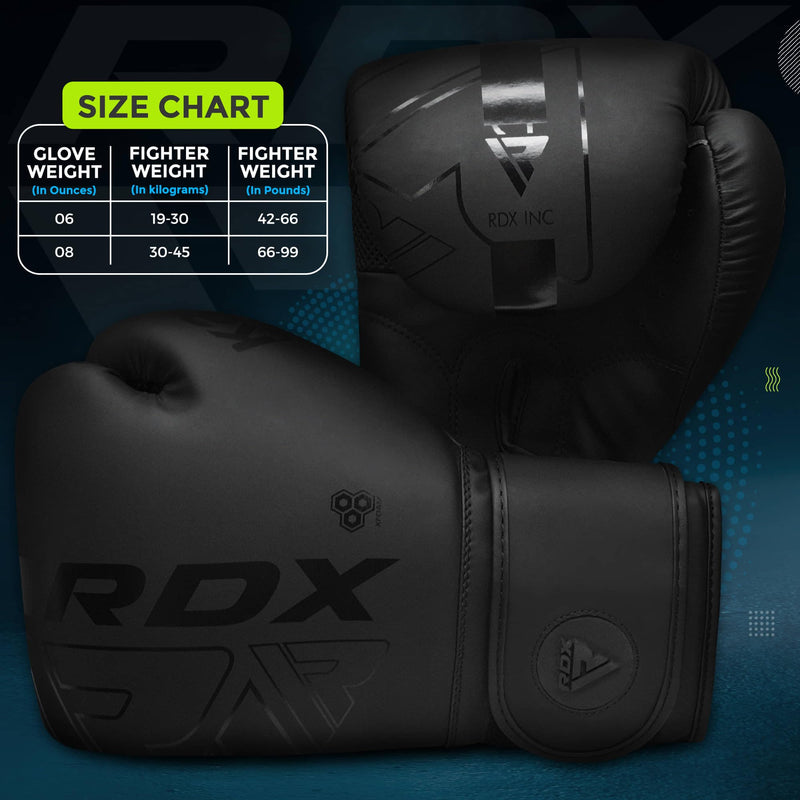 RDX Kids Boxing Gloves Sparring and Muay Thai Maya Hide Leather, Kara Patent Pending Junior Training Mitt for Kickboxing, Punching Bag, Focus Pads, MMA, Thai Pad, Double End Ball Punching Gloves BLACK 6OZ