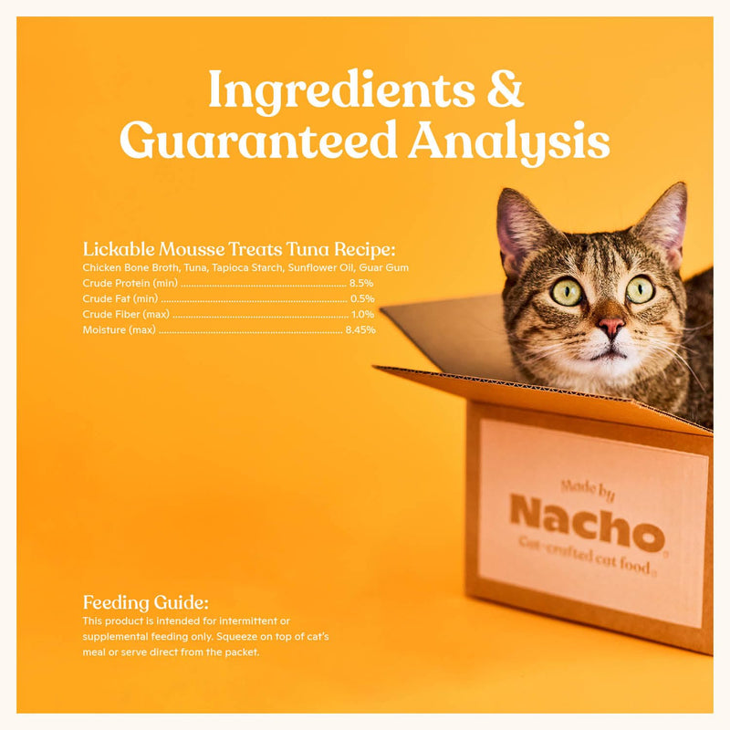 Made by Nacho Lickable Cat Treats Mousse Tubes 12 Count with Bone Broth Tuna Recipe (.5 oz) No Grains, Corn, Wheat or Soy 0.04 Fl Oz (Pack of 12)