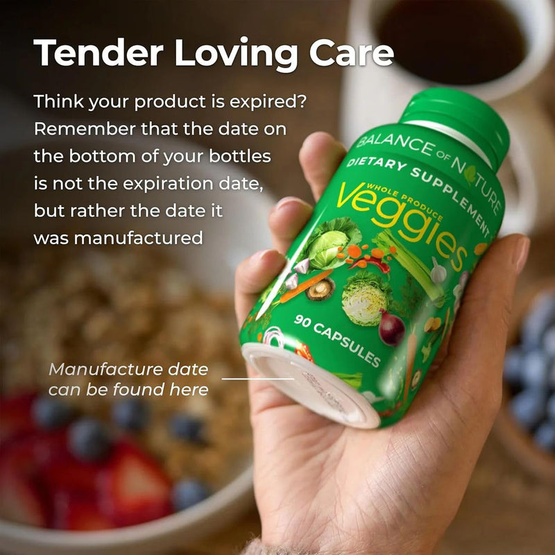 Balance of Nature Whole Veggies Superfood Supplement, 90 Servings | Made with Real Superfood Vegetables to Deliver Daily Nutritional Support in a Convenient Capsule Form Daily