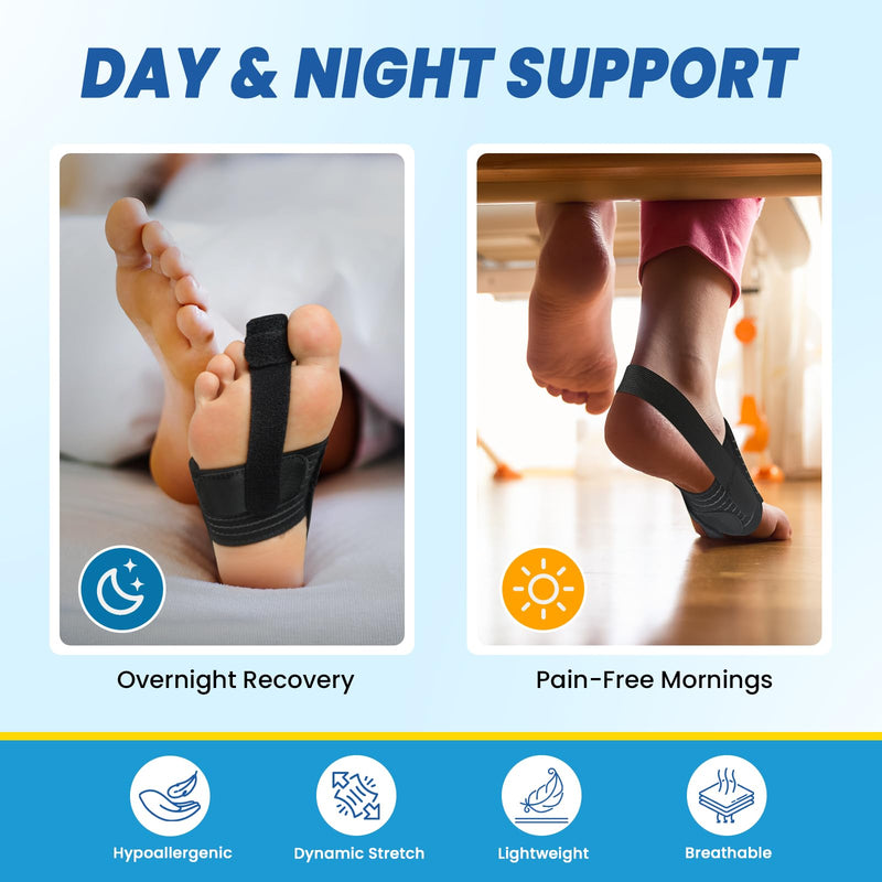 Hammer Toe Straightener - Hammer Toe Corrector for Women & Men, Breathable Non-Slip Toe Splint for Curled, Crooked Toes, Broken Toe Support - Day & Night Relief (1 Compression Foot Wrap & 1 Strap) - BeesActive Australia