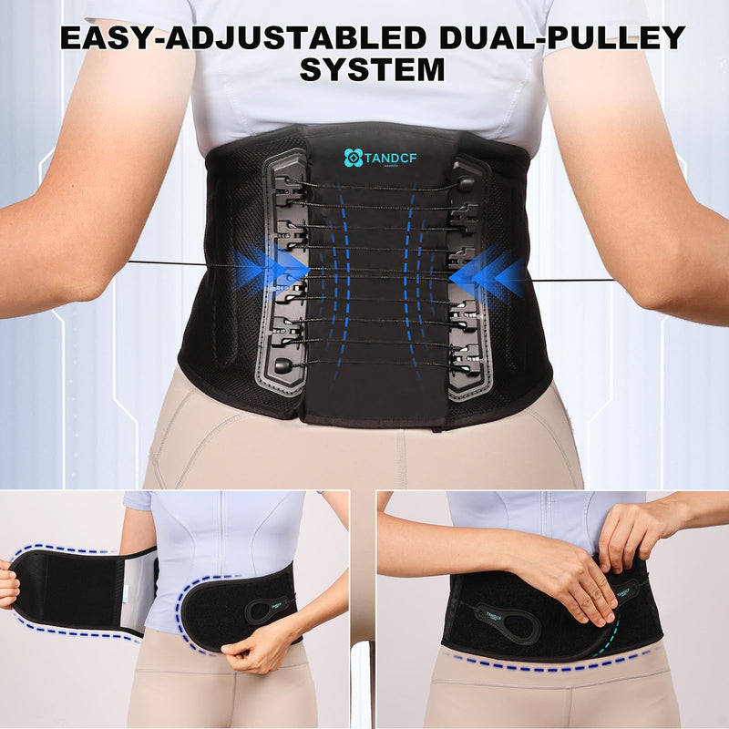 Back Brace for Lower Back Pain Relief with Pulley System,Lumbar Support Belt for Men & Women with Bionic Support System, Ergonomic Design and Lightweight Skin Friendly Material (L) Large (Waist: 39.4-46.4 Inch)
