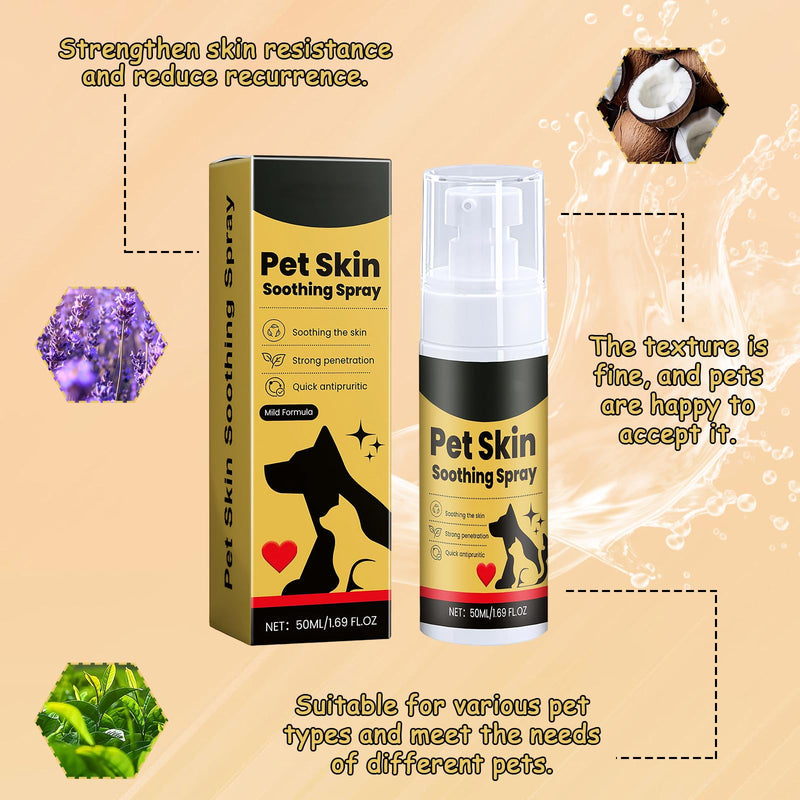 Pet Skin Treatment Spray, 3 Pieces Pet Skin Soothing Spray, Itchy Dog Spray Suitable for Soothing Pet Skin, Relieving Itchy Skin, and Treating Dry Skin