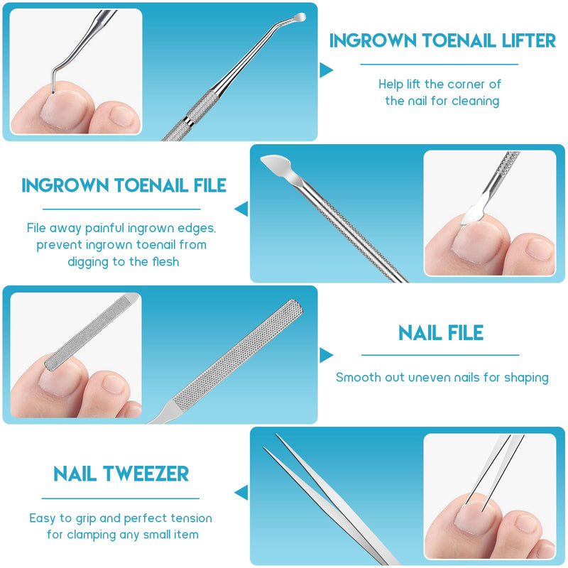 Ingrown Toenail Removal Kit, Professional Ingrown Toenail Tool Kit Includes Ingrown Toenail Corrector Drops, Corrector Patch, Toenail Clipper, Nail File Lifter Pedicure Tools - BeesActive Australia