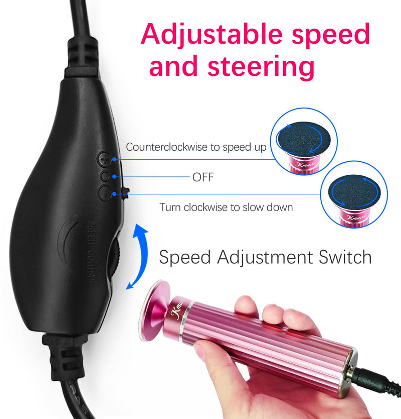 5.3'' Electric Foot Callus Remover with 80pcs Sandpaper Discs & Brush, Professional Aluminum Ergonomic Pedicure Tool, Stepless Speed & Reverse Control for Dead Skin Removal (Pink) Pink - BeesActive Australia