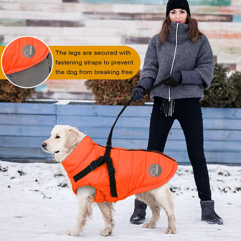 Warm Dog Winter Coat,Waterproof Dog Jacket with Built-in Harness,Dog Cold Weather Coat with Reflective Stripes,Winter Snow Dog Warm Coat for Small, Medium Dogs,Cold Weather Cozy (Black, L) Black - BeesActive Australia