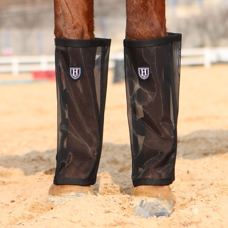 Harrison Howard Loose-Fitting Horse Fly Leggings Breathable, Tear-Resistant Fine Mesh Leg Guards Stay-on Comfortable Fly Boots (Set of 4) Black Pony - BeesActive Australia