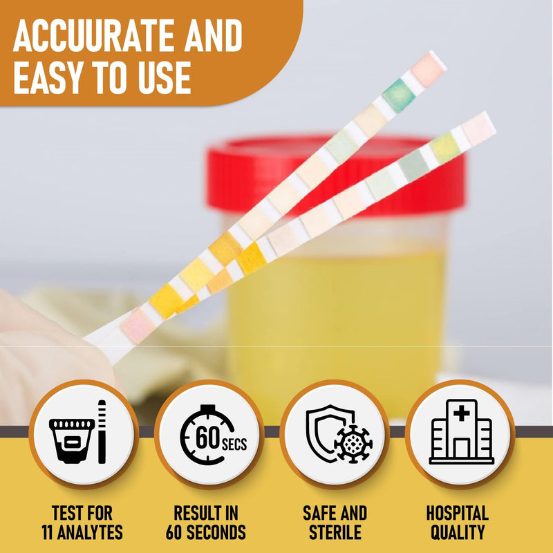 100 PCS UTI test strips - 11 in 1 Urine Test Strips for Women & Men - Easy to Use for Quick & Accurate Results, Urine Test Strips at Home UTI Test, Leukocytes, Nitrite, PH, etc | Easy to Read Results - BeesActive Australia