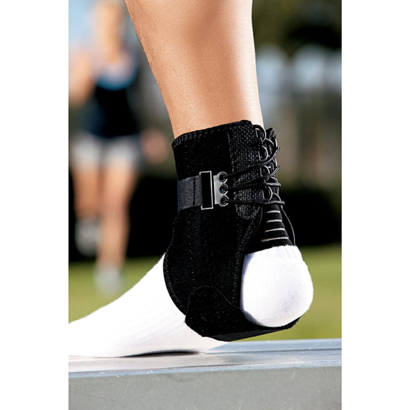ACE Ankle Brace with Side Stabilizers, Adjustable, Black, 1/Pack 1 Count (Pack of 1)