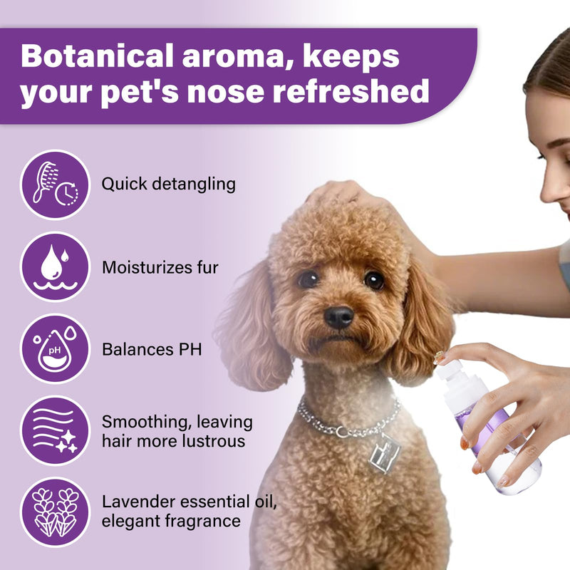 Pet Detangler Spray - Leave in Conditioner for Dogs & Cats -Tangle Remover Perfect for Doodles Shines Reduces Shedding Moisturizing with Coconut Oil, Jojoba Oil Lavender Scent 3.38fl - BeesActive Australia