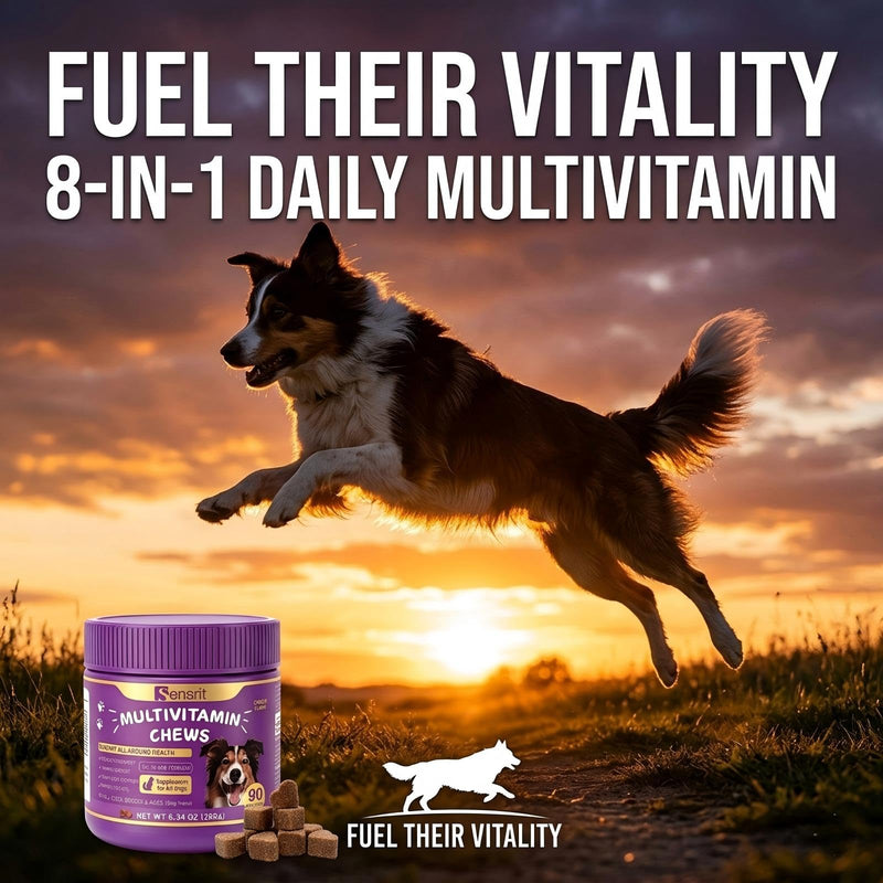 8-in-1 Dog Multivitamin - 90 Soft Chews, Chicken Flavor - Glucosamine, MSM, Chondroitin & Salmon Oil - Support Joint, Immune, Skin & Coat, Digestion for All Ages & Breeds Dogs.