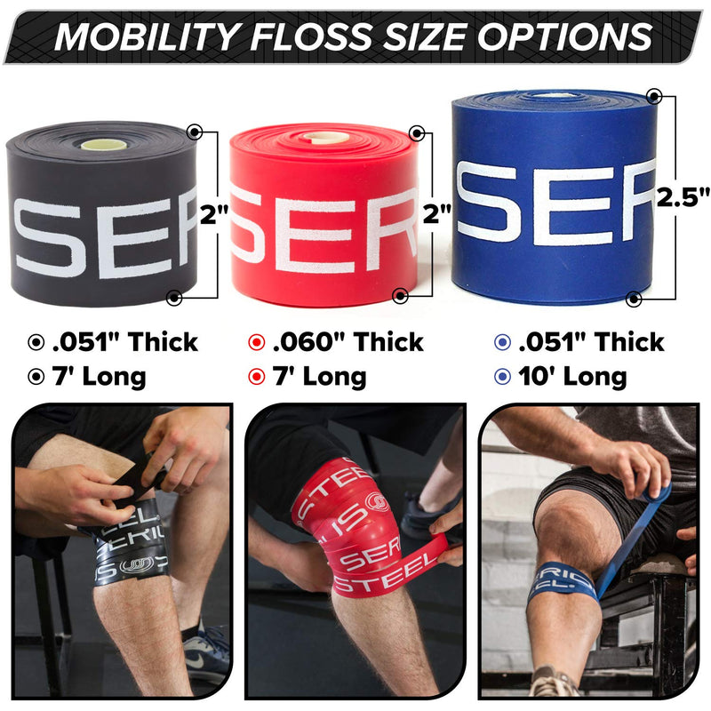 Serious Steel Mobility & Recovery (Floss) Bands |Compression Band | Tack & Flossing Band (7' L x 2" W) Single - Blue - BeesActive Australia