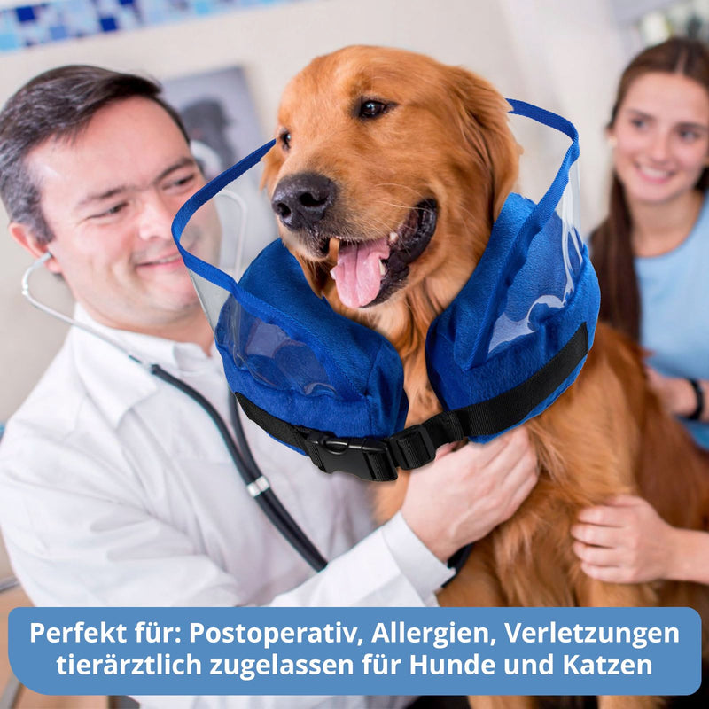 Heatail Dog Neck Brace, Inflatable Leak Protection Dog Cat Removable Dog Collar for Recovery After Operations or Wounds for Dogs (S) Blue S (Neck Circumference: 21.5-30.5cm) - BeesActive Australia