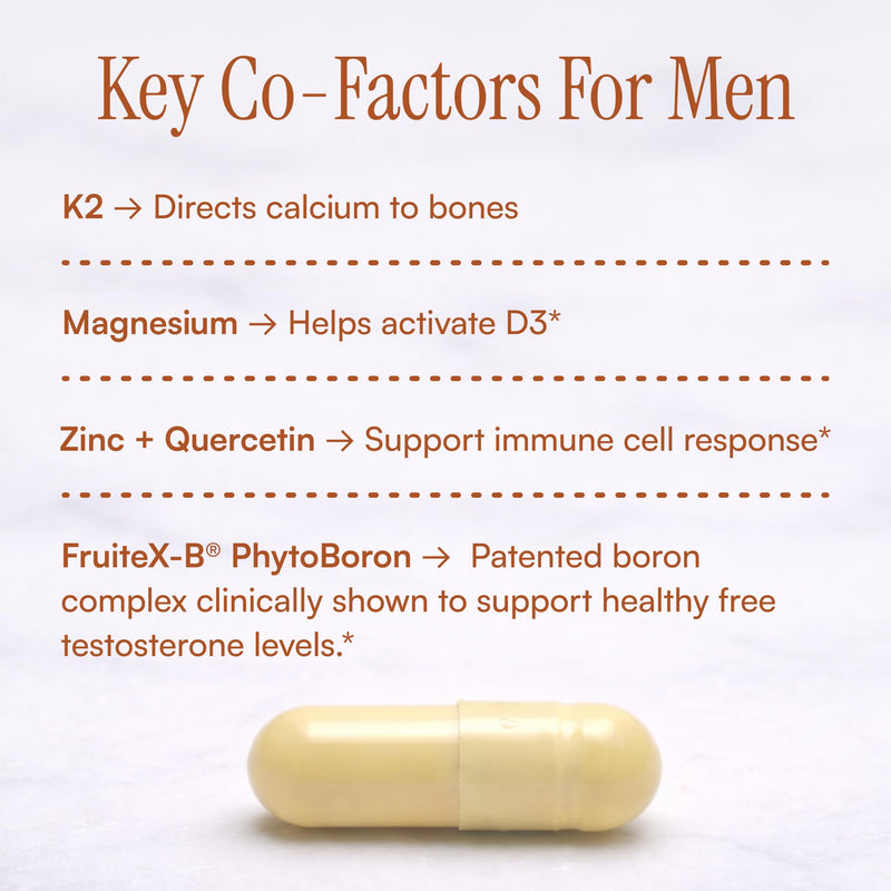 Purity Products Advanced Vitamin D Men's Formula Packed with Vitamin D | & Vitamin K2, Zinc, Magnesium Citrate, Boron and Taurine - 60 Vegetarian Capsules