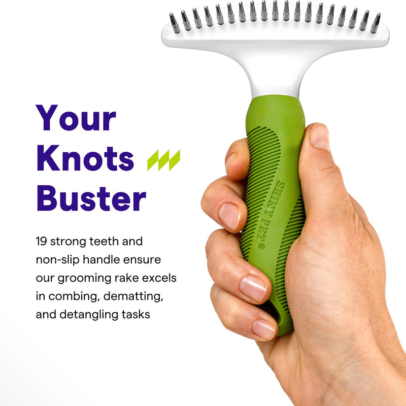 Pet Grooming Rake for Dogs & Cats - Dematting Comb Tool for Removing Matted Hair from Under Coat, Shedding Control - Non-Scratch Detangler & Dog Undercoat Fur Remover - Ebook Guide - BeesActive Australia