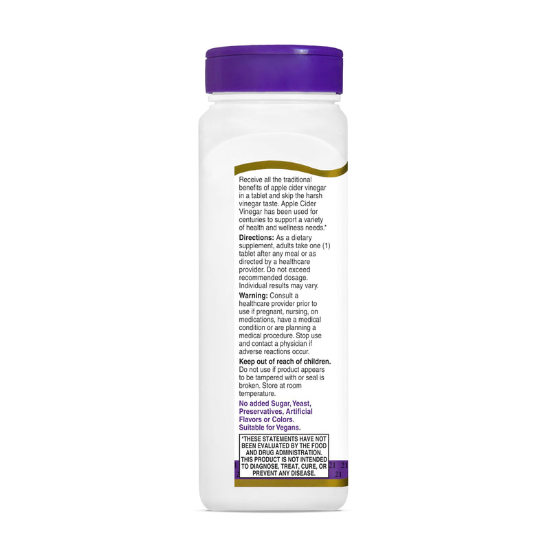 21st Century Apple Cider Vinegar 300mg Tablets, Metabolism, 250 Count | Apple Cider Vinegar 300 mg Tablets to Help Support Metabolism & Digestion, Gluten Free Daily Supplement, 250 Count