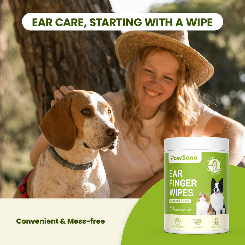 Ear Finger Wipes for Dogs & Cats, Thicker Dog Ear Cat Ear Wipes, Natural Relief Cat Ear Cleaner Dog, Effectively Remove Ear Wax for Dog Kitten Rabbit, Fresh Aloe Scent Deodorizing, 50 Count - BeesActive Australia