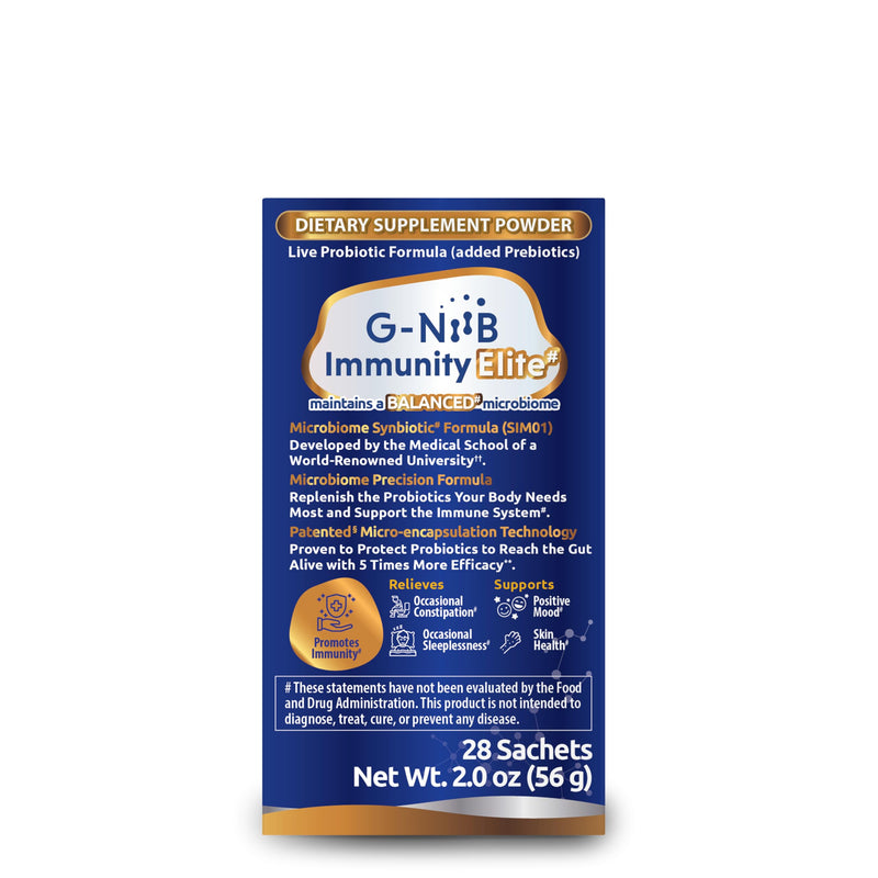 Immunity Elite (SIM01 Synbiotic Formula) - Potent Live probiotics and Added prebiotics to Support Immunity, Regularity, Sleep, Mood, and Skin - 5X More Effective in Reaching the Gut Alive