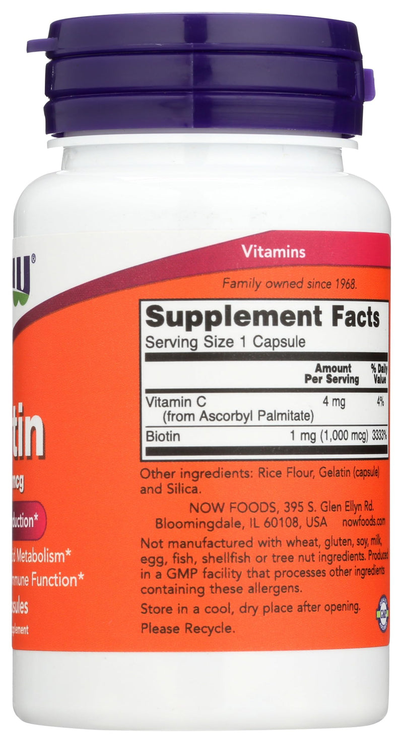 Now Foods Biotin 1000 MCG - 100 Capsules