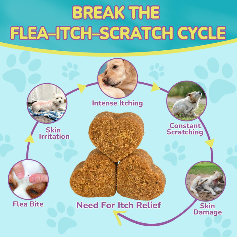 Woyamay Dog Flea Care Bundle – Flea Prevention Soft Chews + Flea & Itch Relief Chews, Skin, Coat & Immune Support, Anti-Itch, Daily Oral Flea Treatment for Dogs