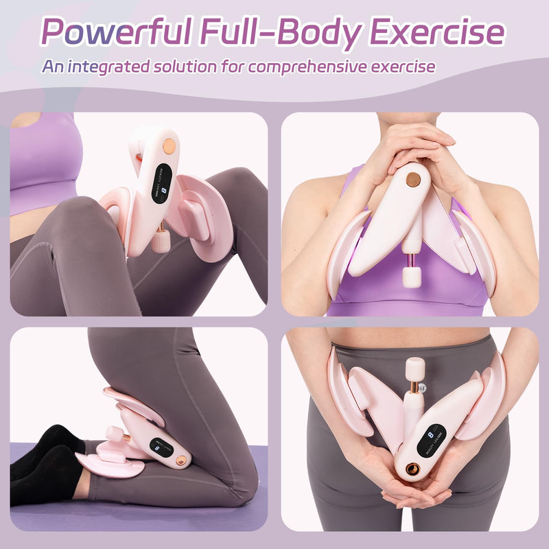 QIUTONG Thigh Master 2026 Upgraded, 10-78LB Thigh Master Thigh Exerciser, LED Inner Thigh Exerciser, 360° Pelvic Floor Exercise Devices, Hip Trainer Kegel Excerciser, 20LB Resistance Band, Light Pink - BeesActive Australia