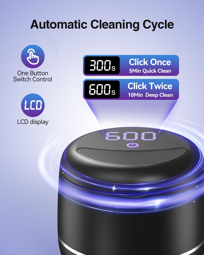 Miorcols Ultrasonic Retainer Cleaner, 48kHz Denture Cleaner Machine with Dual Mode Digital Timer for Braces, Night Guard, Mouthguard, Toothbrush, Jewelry, 7.8OZ Dental Cleaning Pod Black - BeesActive Australia