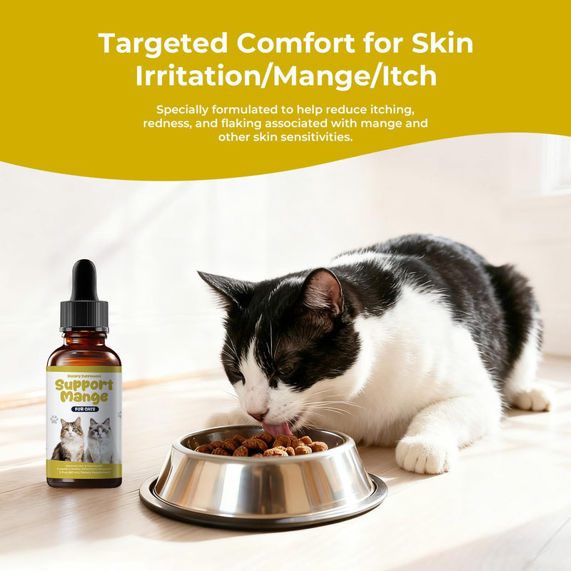 Cat Mange Treatment & Itchy Skin Relief, Natural Supplement for Dry Skin, Dandruff & Coat Care, Gentle Daily Support for Cats