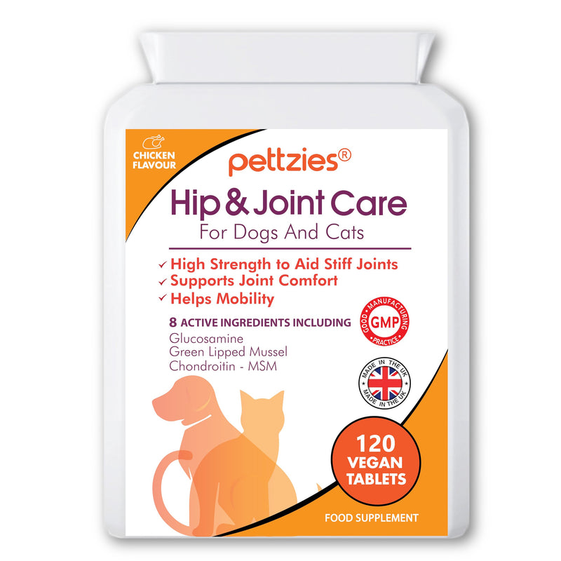 Hip and Joint Supplements for Dogs and Cats Health 120 Tablets - Arthritis Aid, Joint Care, Pain Relief Support for Senior, Young Pets - Glucosamine, Green Lipped Mussel, Chondroitin, Msm Joint Care for Dogs & Cats 120 Tablets