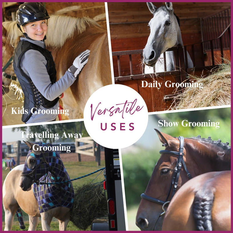 Mane & Tail Horse Grooming Brush, Natural Bristles & Nylon Pins, Detangles & Conditions Thick, Curly or Fine Equine Hair - BeesActive Australia